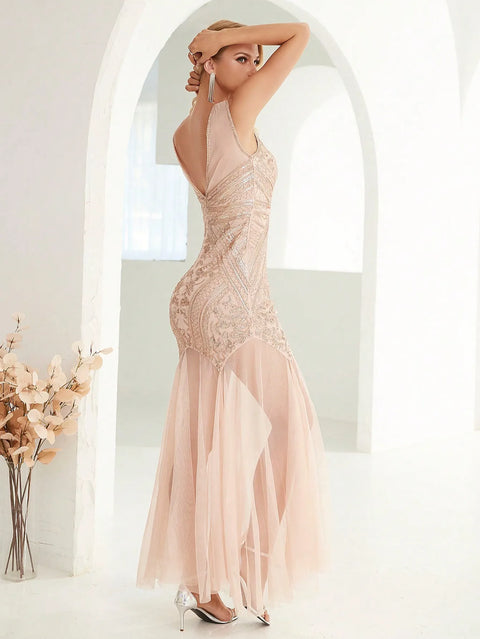 Light Pink Sequins Dress