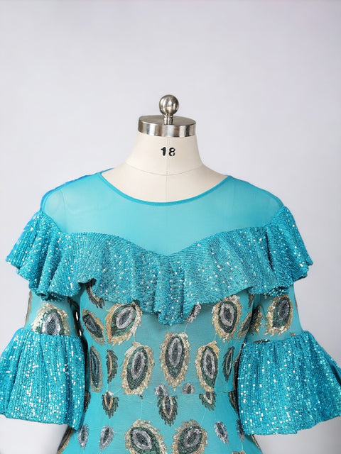 Blue Dress Sequin Spots Size Plus