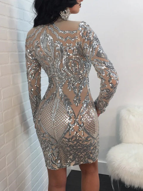 Short Silver Sequin Dress