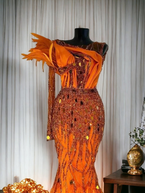 Orange Sequin Dress  