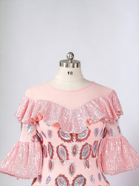 Pink Dress Sequin Spots Size Plus