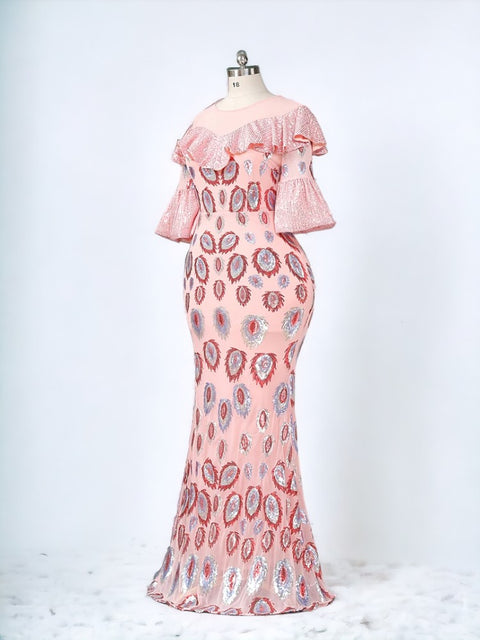 Pink Dress Sequin Spots Size Plus