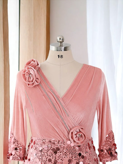 Pink Plus Size Sequin Dress