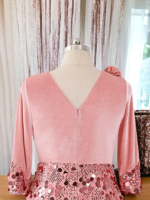 Pink Plus Size Sequin Dress