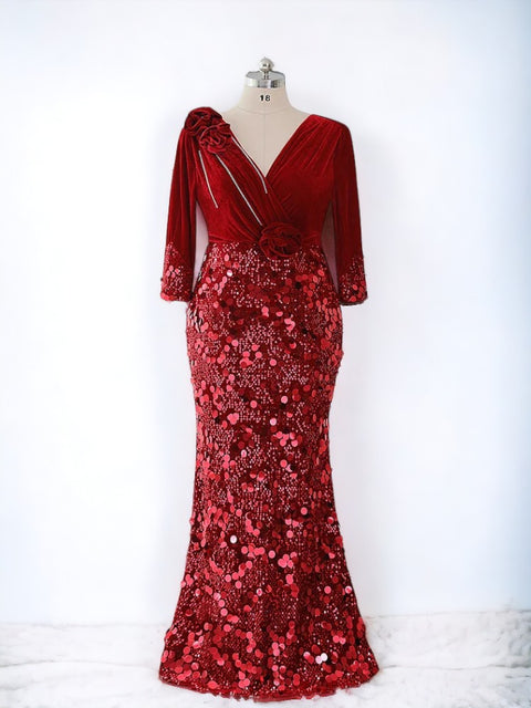 Red Plus Size Sequin Dress