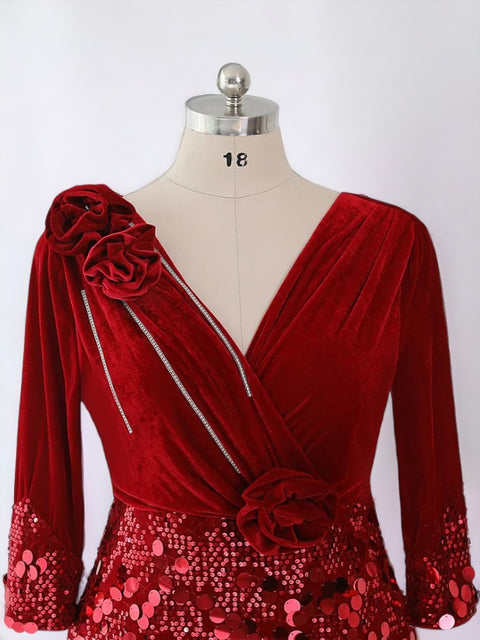 Red Plus Size Sequin Dress