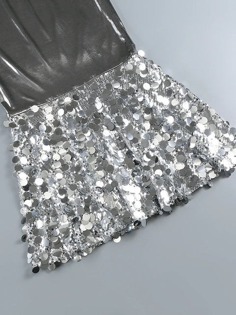 Silver Dress With Sequins at The Bottom