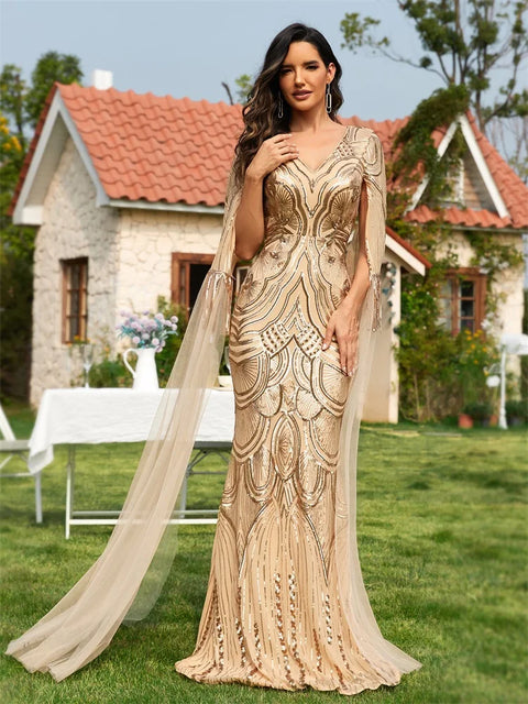 Gold Sequin Maxi Dress