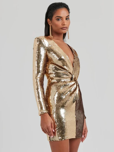 Gold Sequin Dress Short