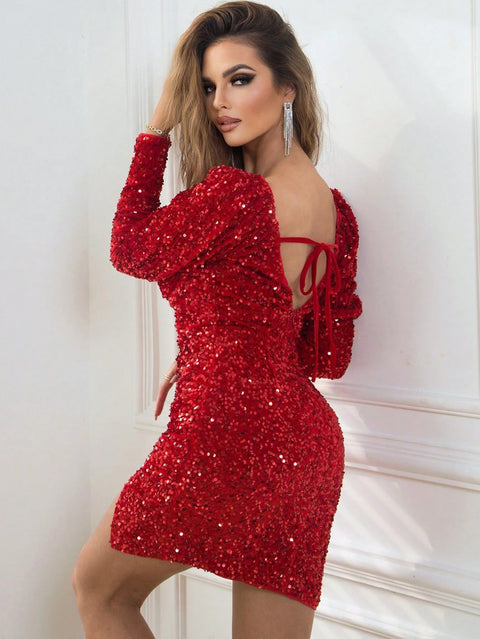  Red Dress Sequin
