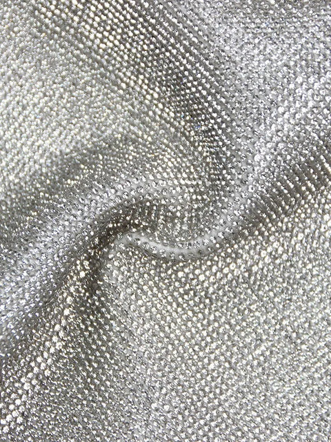Silver Sequin Rhinestone Mini Dress With Lace
