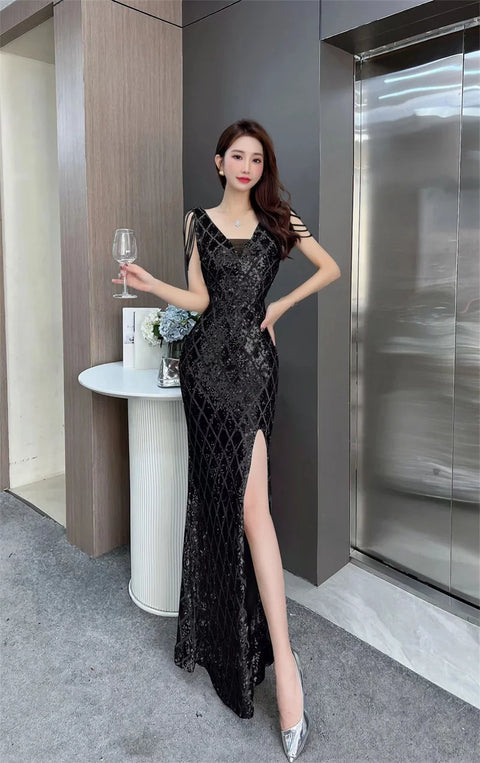 Black Sequin Sparkle Dress