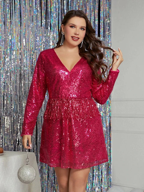 Hot Pink Sequin Dress Plus Size