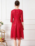 Red Sequin Embroidered Dress