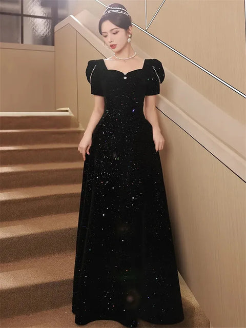Black And Sequin Prom Dress