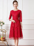 Red Sequin Embroidered Dress