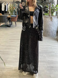 Black Long Sequin Skirt