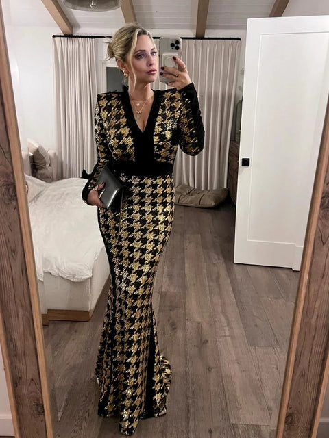 Black  Gold Sequin dress