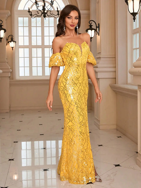 Sparkly Yellow Sequin Dress