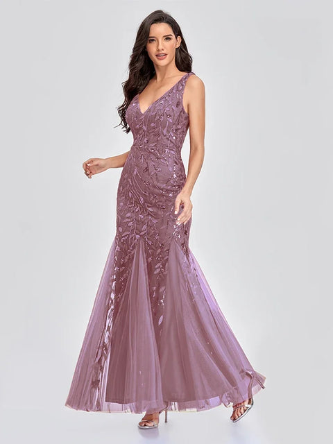 Purple Sequin Bridesmaid Dresses