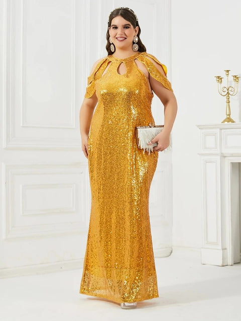 Plus Size Gold Sequin Dress
