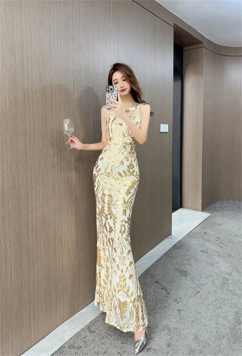 Gold Sequin Sparkle Dress
