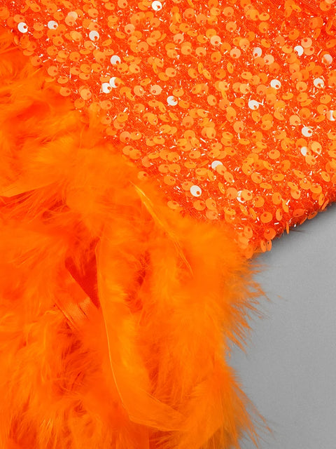 Orange Sequin  Dress 