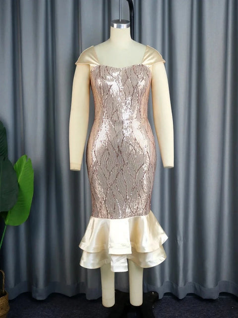 Plus Size Rose Gold Sequin Dress