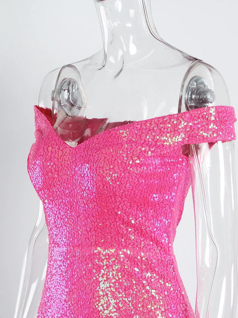 Neon Pink Sequin Dress
