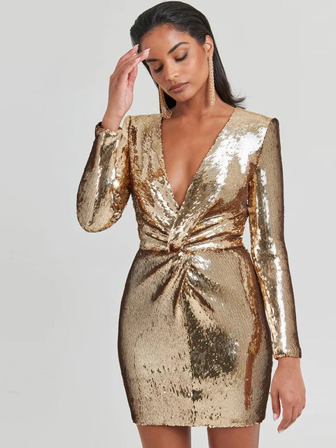 Gold Sequin Dress Short