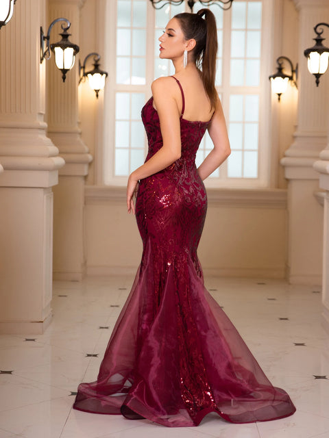Red wine Sequin Homecoming Dress