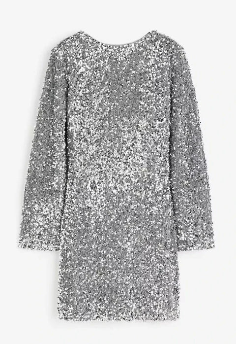 silver Sequin Mini Dress