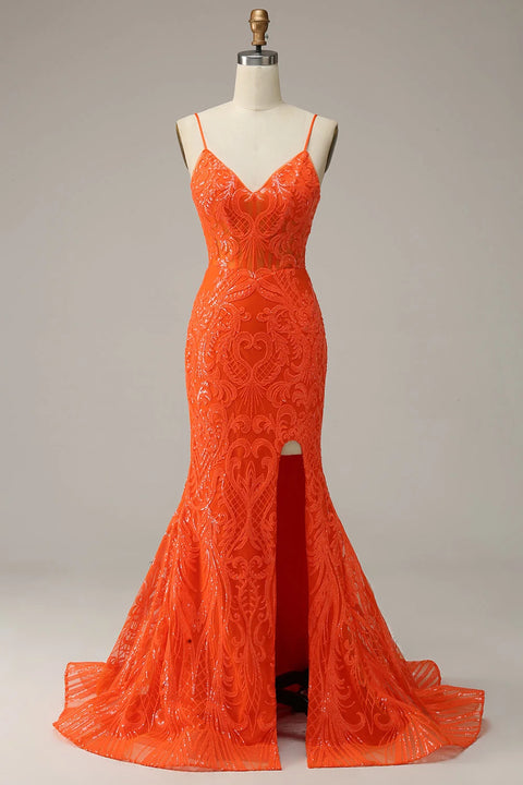 Sequin Orange Dress