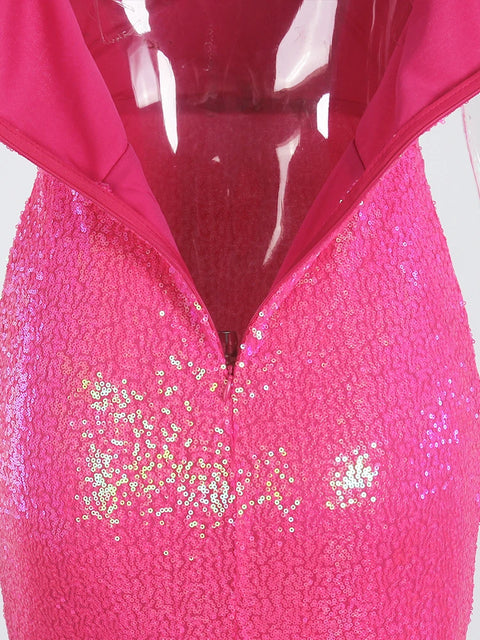Neon Pink Sequin Dress