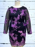 Plus Size Sequin Dress Black Purple