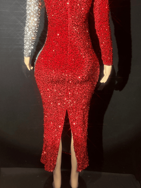 Red Sequin Dress Rhinestones