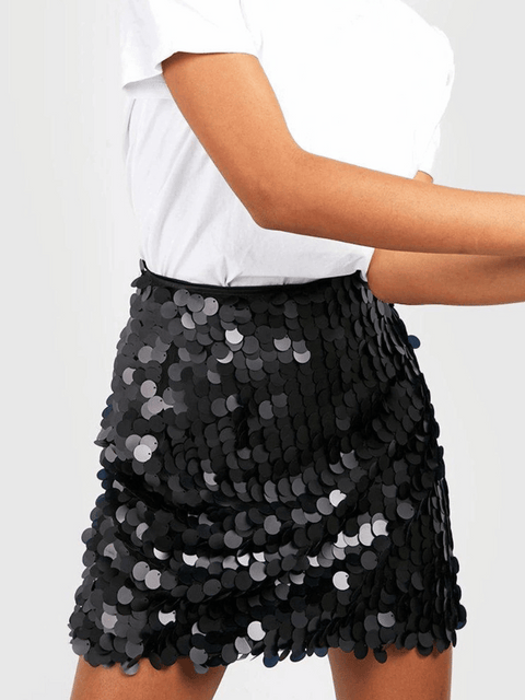 Black Mini Sequin Skirt