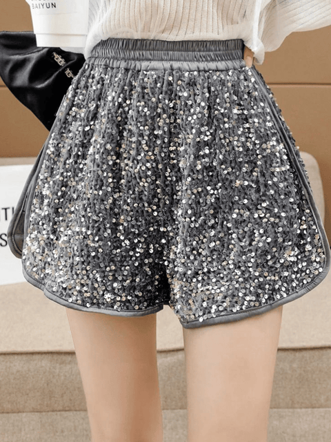 Gray Sequin Shorts  