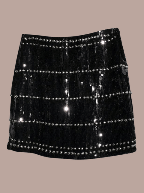 black  Sequined Mini Skirt