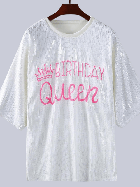 Sequin Shirt Dress Birthday Queen