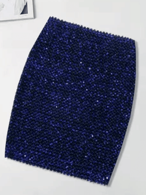 blue Sequin Mini Skirt