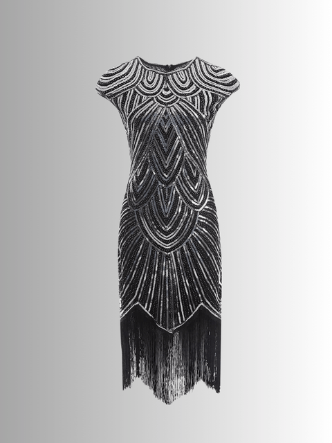 Silver Sequin And Fringe Dress 