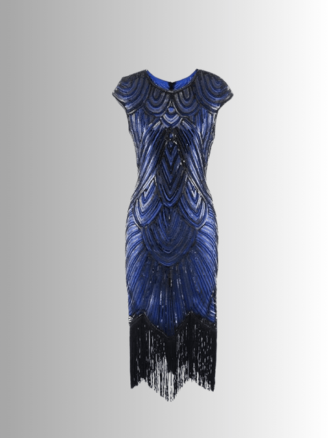 blue Sequin And Fringe Dress 