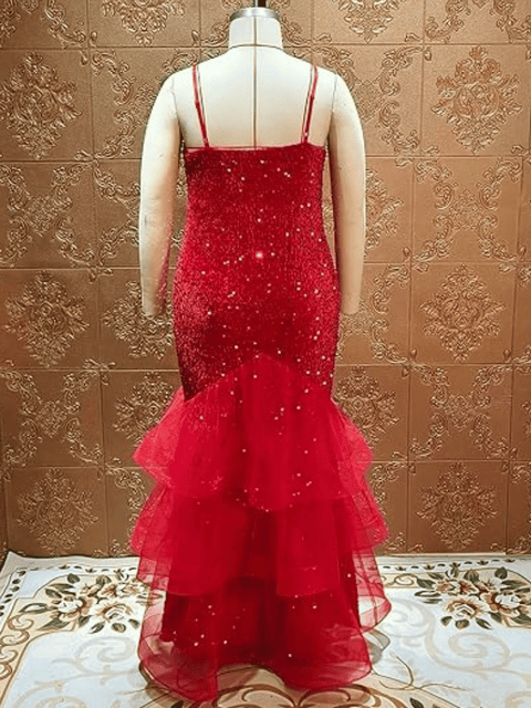 Plus Size Red Sequin Dress