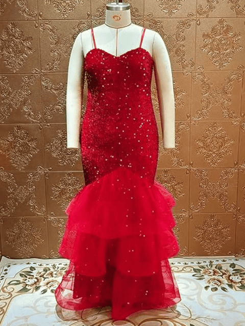 Plus Size Red Sequin Dress