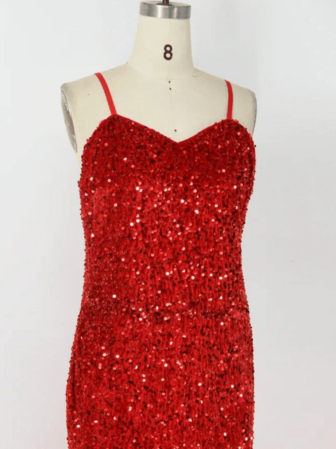 Plus Size Red Sequin Dress