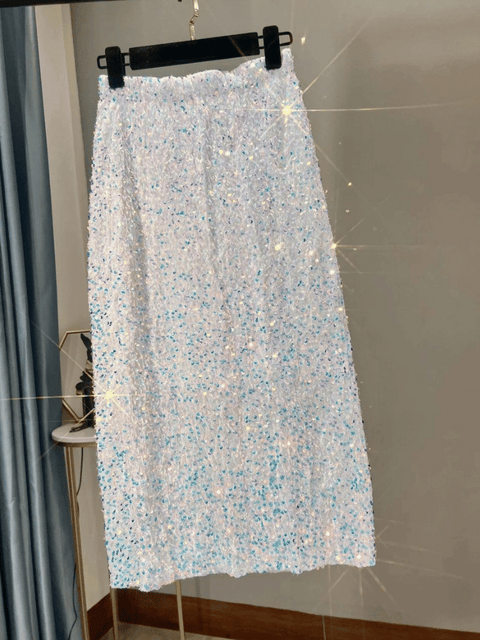 White Sequin Skirt