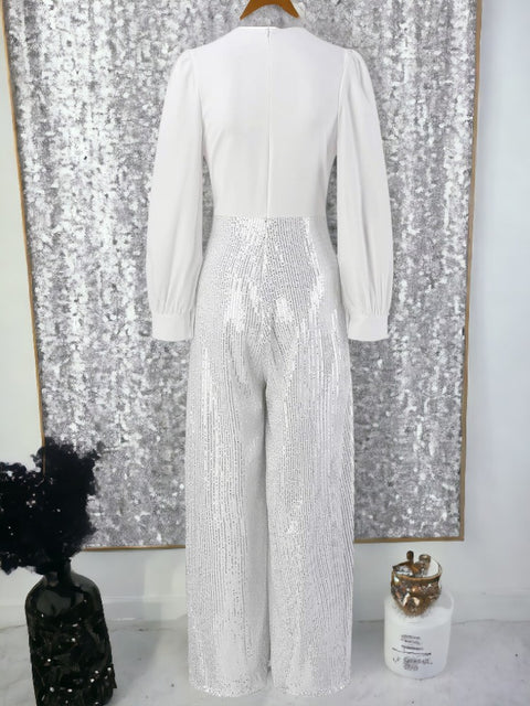 Sequin Jumpsuit white