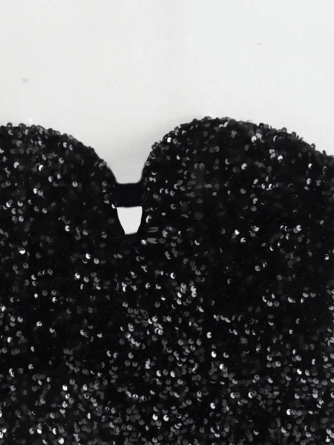 Sequin Bodysuit Black