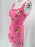 Pink Sequin Velvet Strapless Dress